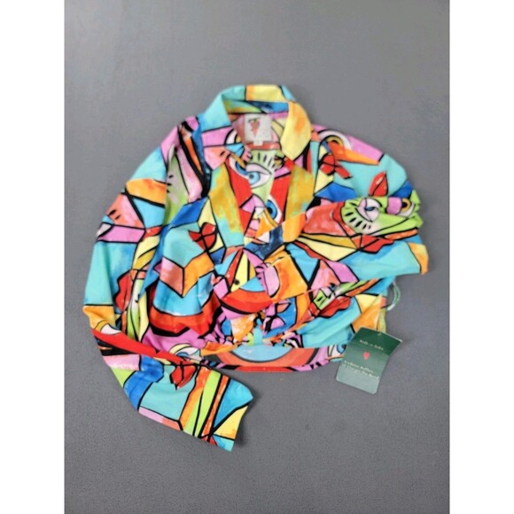 Live 4 Truth Shirt Womens Medium Abstract Art Button Down Crop Picasso Eye - Picture 1 of 15